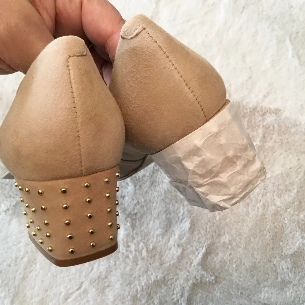 Talbots Nude Beige Suede Block Heel Pumps